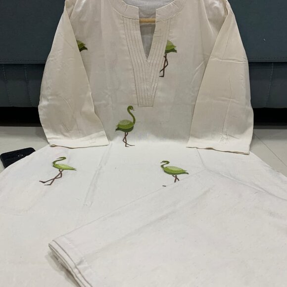 PURE KHADI COTTON ALINE KURTA With PLAZZO - Picture 9 of 16